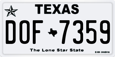 TX license plate DOF7359