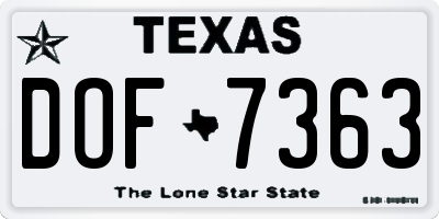TX license plate DOF7363