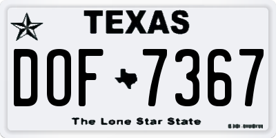 TX license plate DOF7367
