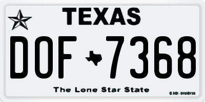 TX license plate DOF7368