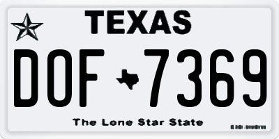TX license plate DOF7369