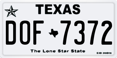 TX license plate DOF7372
