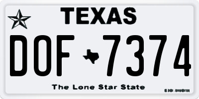 TX license plate DOF7374