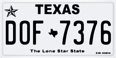 TX license plate DOF7376