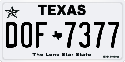 TX license plate DOF7377