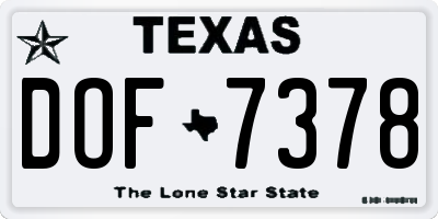 TX license plate DOF7378