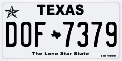 TX license plate DOF7379