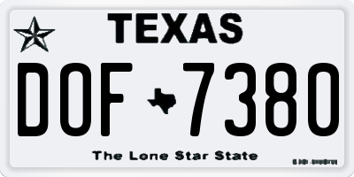 TX license plate DOF7380