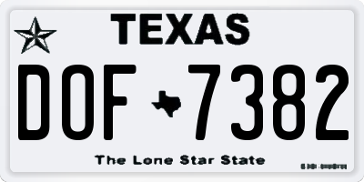 TX license plate DOF7382