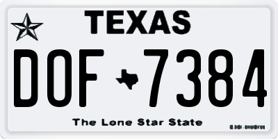 TX license plate DOF7384