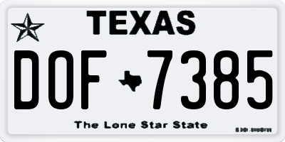 TX license plate DOF7385