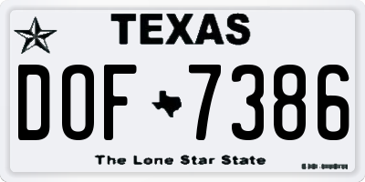TX license plate DOF7386