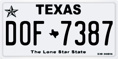 TX license plate DOF7387