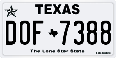 TX license plate DOF7388