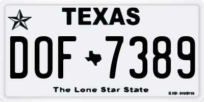 TX license plate DOF7389