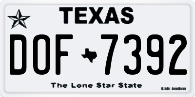 TX license plate DOF7392