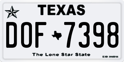 TX license plate DOF7398