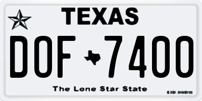 TX license plate DOF7400