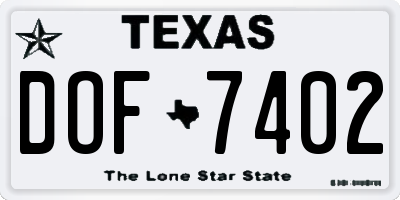 TX license plate DOF7402