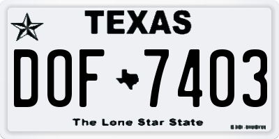 TX license plate DOF7403
