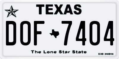 TX license plate DOF7404