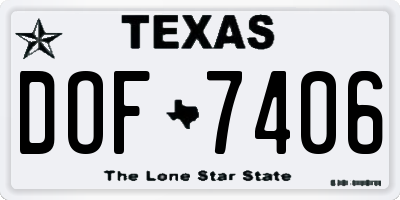 TX license plate DOF7406