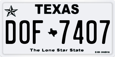 TX license plate DOF7407