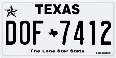 TX license plate DOF7412