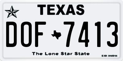 TX license plate DOF7413