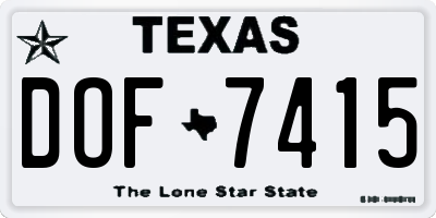 TX license plate DOF7415