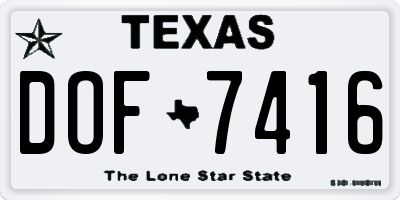 TX license plate DOF7416