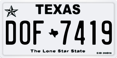 TX license plate DOF7419