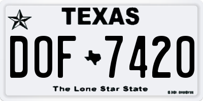 TX license plate DOF7420