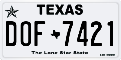 TX license plate DOF7421