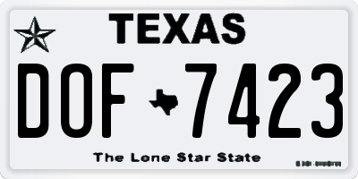 TX license plate DOF7423