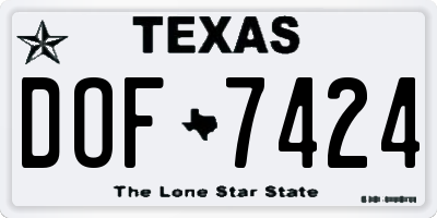 TX license plate DOF7424