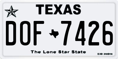 TX license plate DOF7426