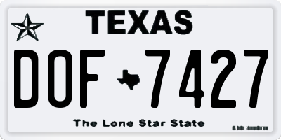 TX license plate DOF7427