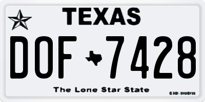 TX license plate DOF7428