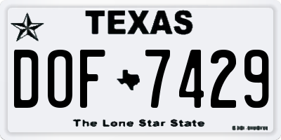 TX license plate DOF7429