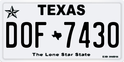 TX license plate DOF7430