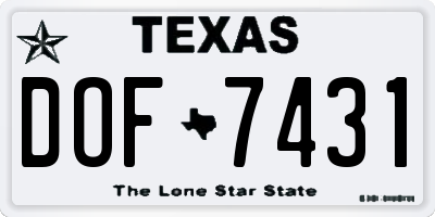 TX license plate DOF7431