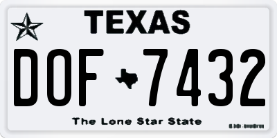 TX license plate DOF7432