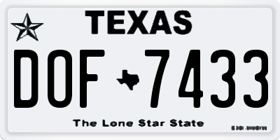 TX license plate DOF7433