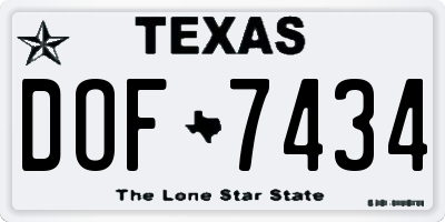 TX license plate DOF7434