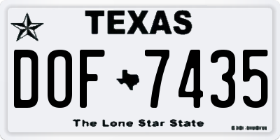 TX license plate DOF7435