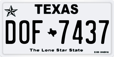 TX license plate DOF7437