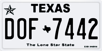 TX license plate DOF7442