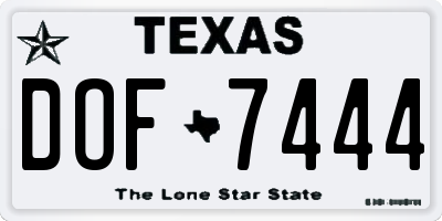 TX license plate DOF7444
