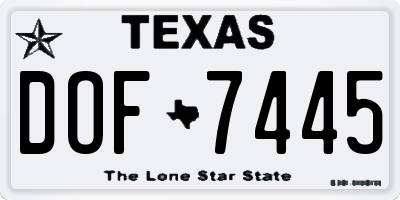 TX license plate DOF7445
